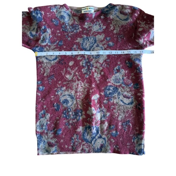 Woodward Women's Lambswool Sweater Vintage Shoulder Pads Maroon Floral Size M - Picture 5 of 7